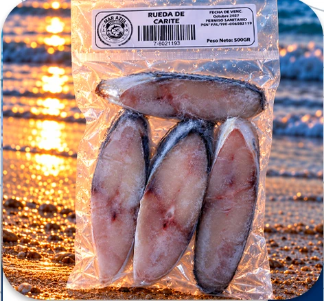 Rueda de carite, presentación empacada de Mar Azul